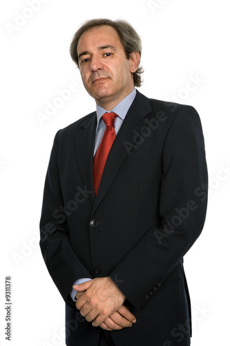 mature business man portrait in white background