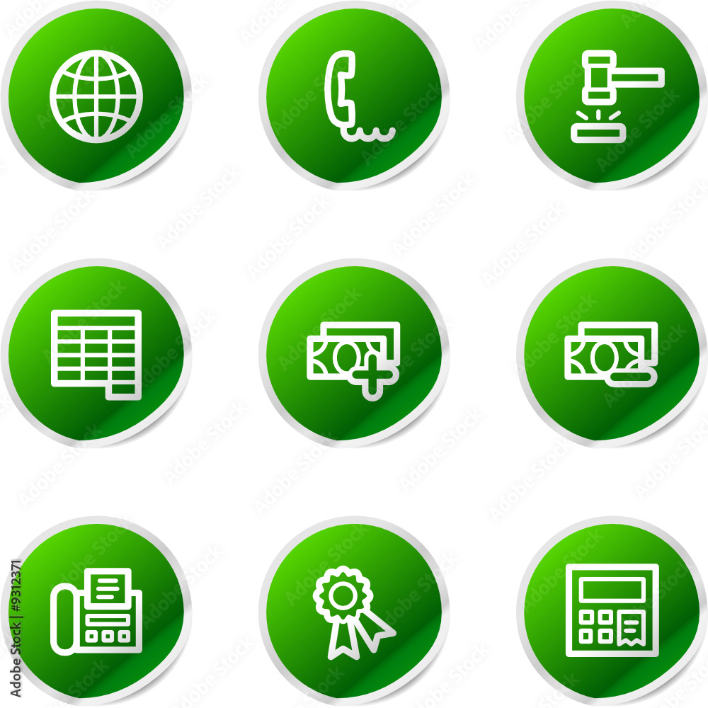 Finance 2 icons, green stickers series