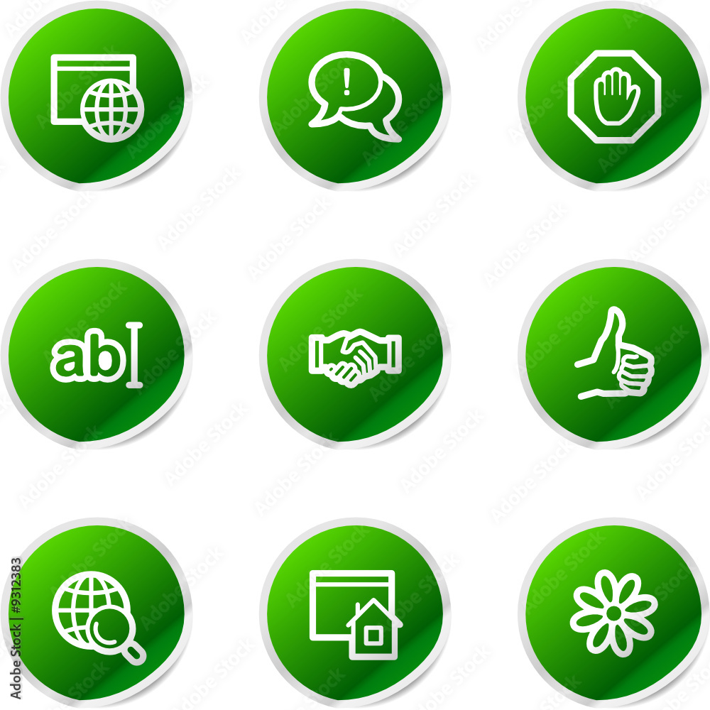 Internet communication web icons, green sticker series Internet communication web icons, green sticker series