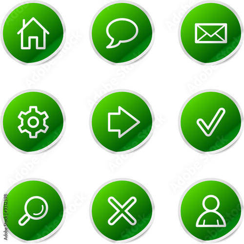 Web icons, green stickers series