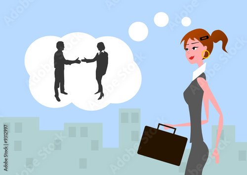 Businees woman thinking about a meeting