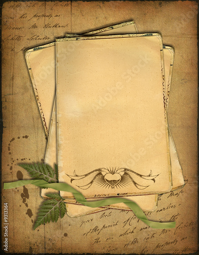 Grunge papers design in scrapbooking style with  herbarium