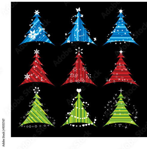Christmas tree, set of design elements
