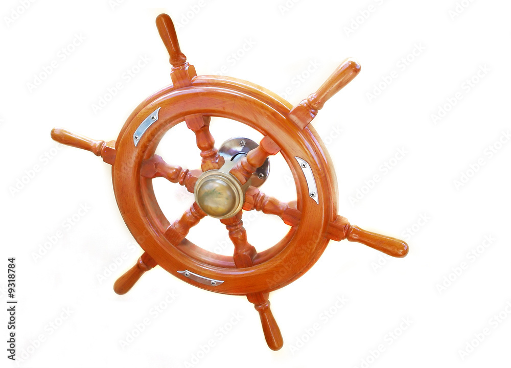ship wheel over white