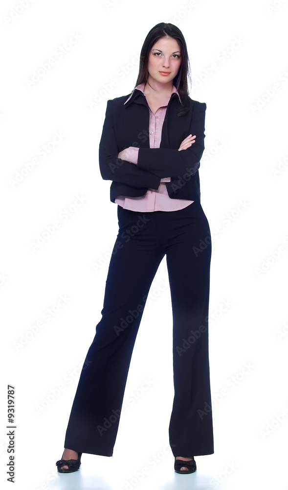 Secretary posing, isolated on white background