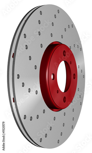 double disc brake rotor separated on white