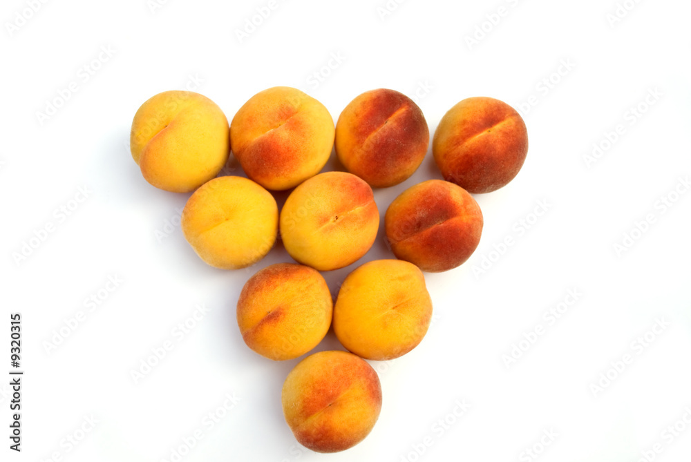 triangle peaches isolated on white triangle peaches isolated on white