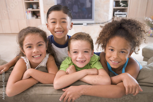 Four Young Friends Hanging Out At Home