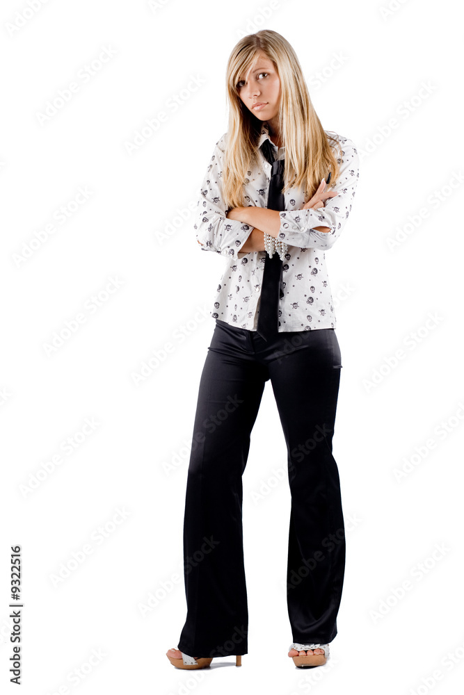 Fototapeta premium Cute blond student isolated on white