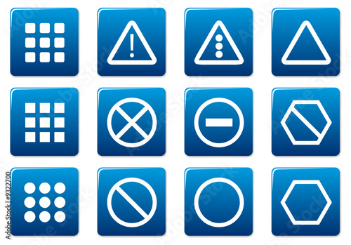 Gadget square icons set. Blue - white palette. Vector.