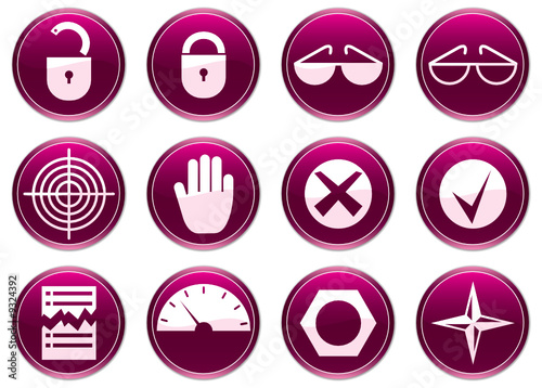 Gadget icons set. Purple - white palette. Vector illustration.
