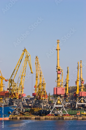 transportation series: cargo port with crane and ship