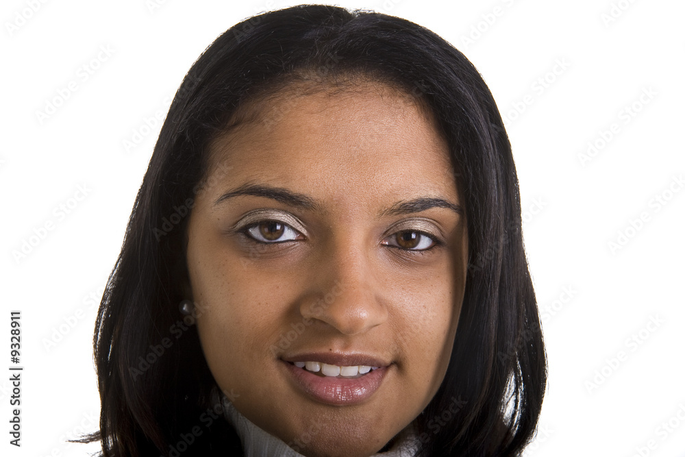 A light skinned black woman or Indian beauty closeup Stock Photo