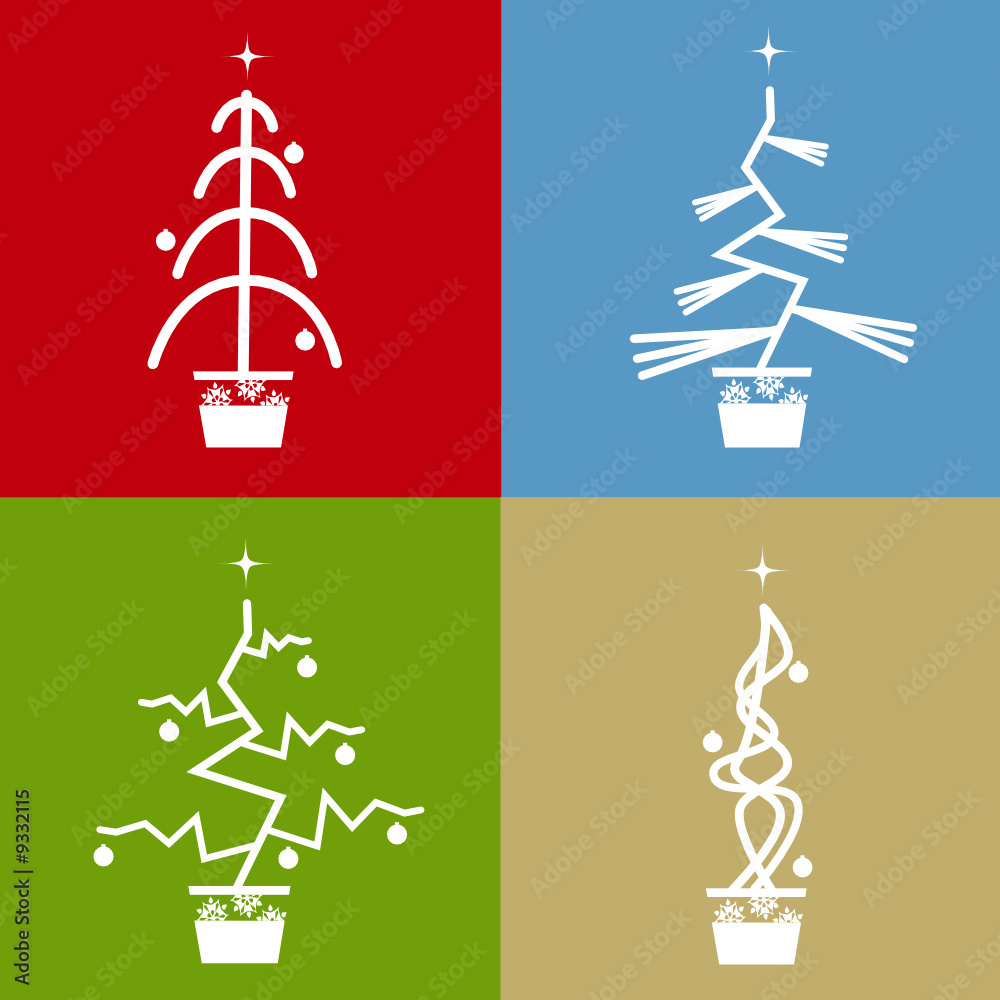 Set of four abstract vector christmas trees