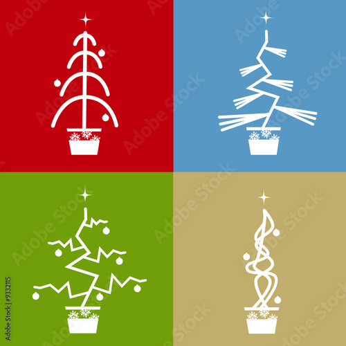 Set of four abstract vector christmas trees