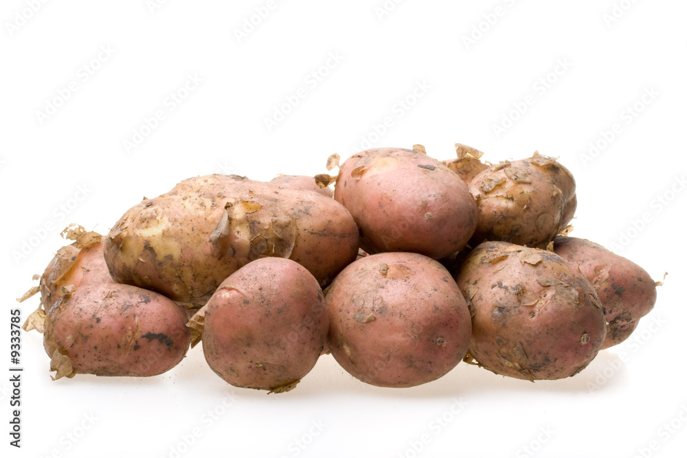 Fresh raw potato on a white background