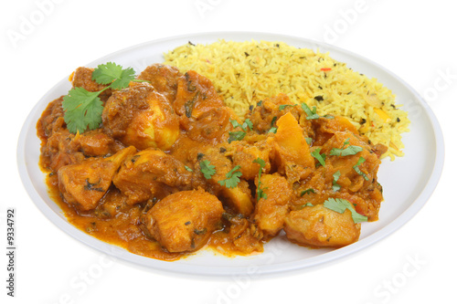 Chicken Bengal with Bombay aloo and lemon rice