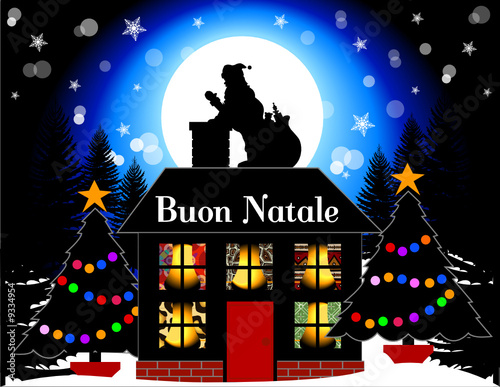 babbo natale e la casetta nel bosco