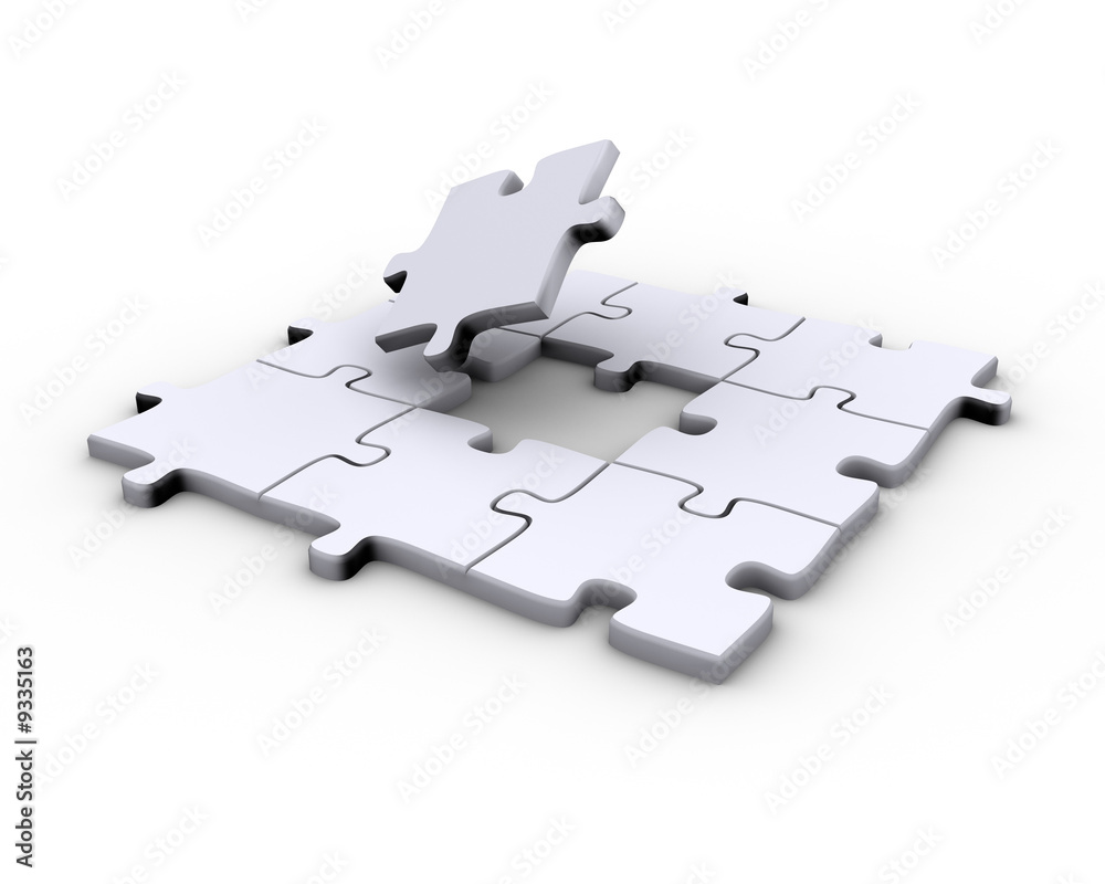 Jigsaw puzzle with a missing piece to complete Jigsaw puzzle with a missing piece to complete