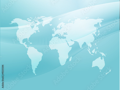 Map of the world illustration, with abstract curved lines