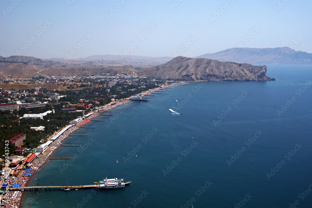 View on Quay of the resort city. Sudak. Crimea. Ukraine.