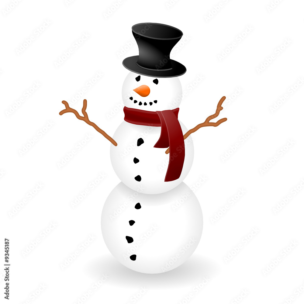 schneemann mit hut+ästen schneemann mit hut+ästen