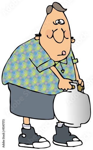 Man Carrying A Propane Tank