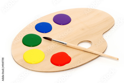 Artist's palette with multiple colors