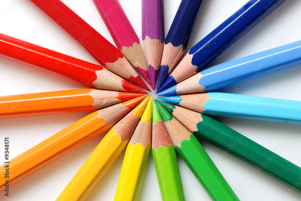 Colour pencils on a white background Colour pencils on a white background