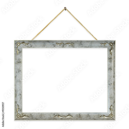 Retro frame on string, isolated on white background
