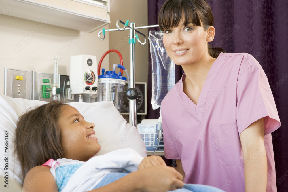 Obraz premium Nurse Checking Up On Young Patient
