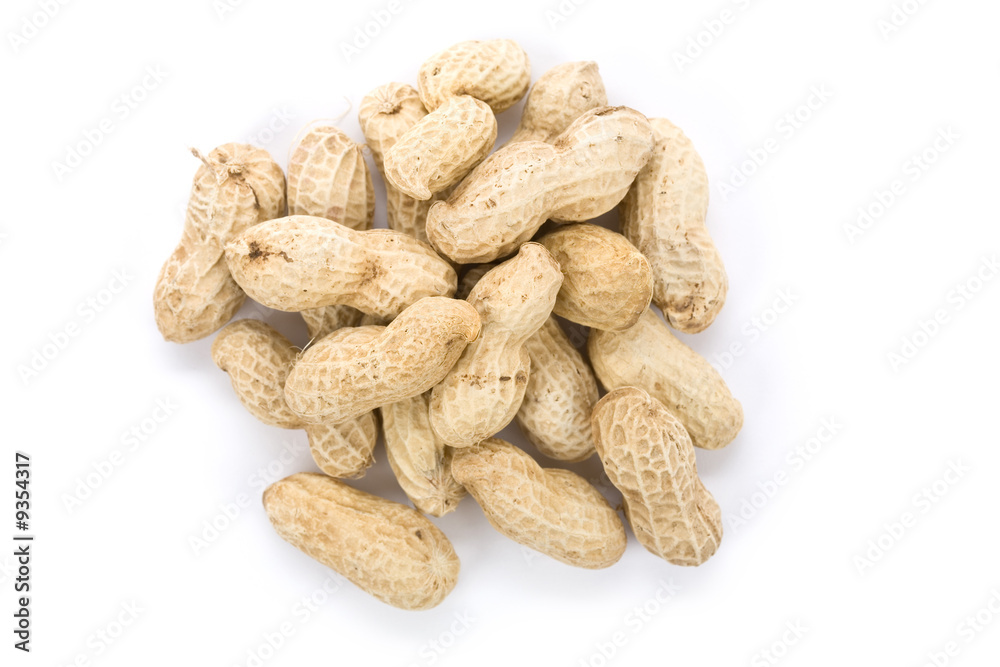 Peanuts with white background, close up Peanuts with white background, close up