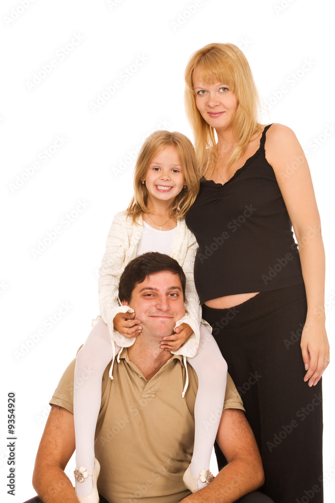young happy family isolated on a white background
