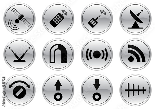 Gadget icons set. Gray - black palette. Vector illustration.