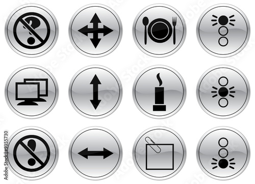 Gadget icons set. Gray - black palette. Vector illustration.