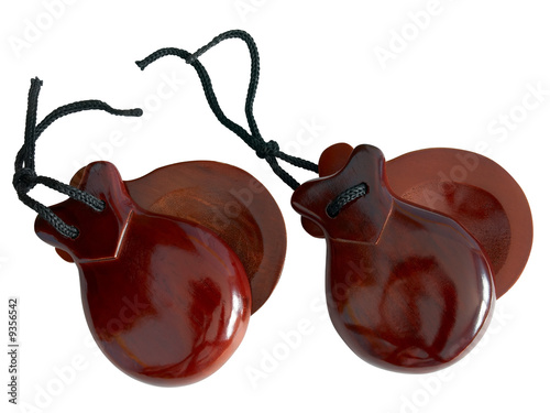 Two Spanish Castanets isolated over white with clipping path photo