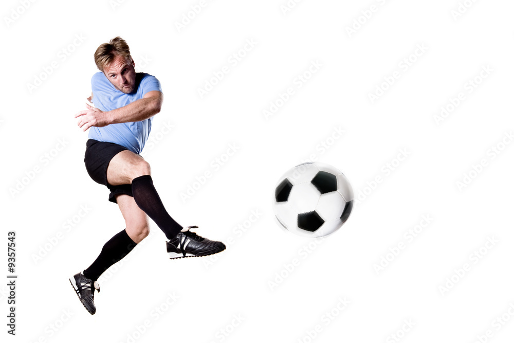 Soccer player in action. Full isolatedstudio picture