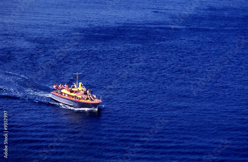 Walk on boat on sea during rest, summer