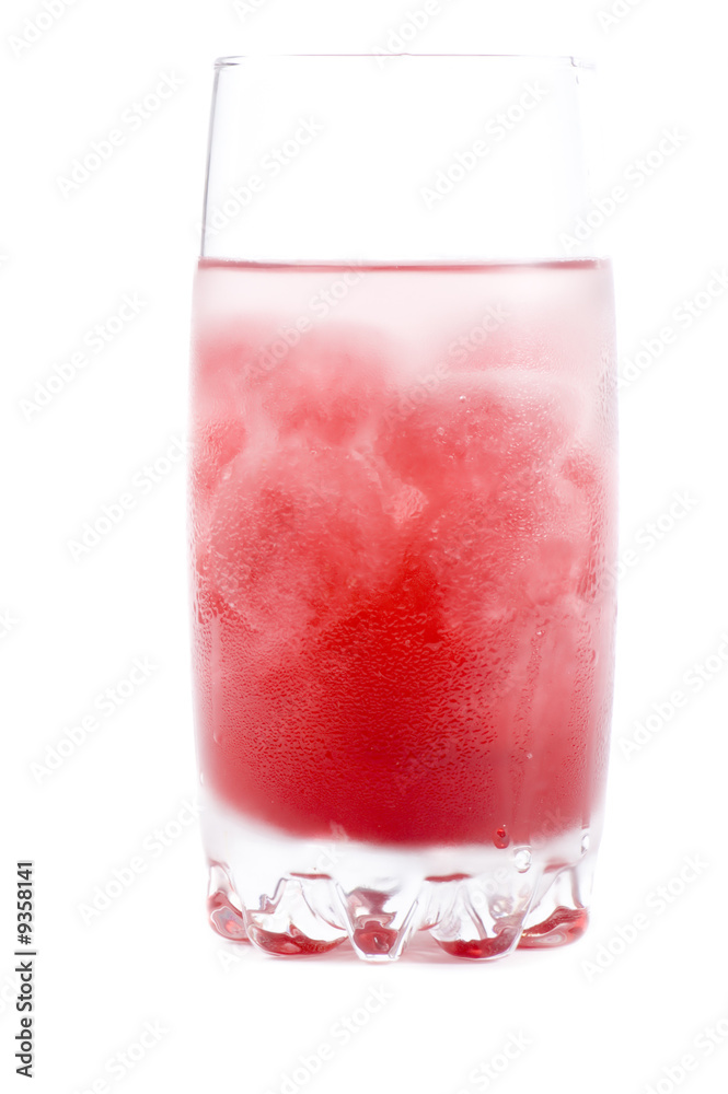 object on white - red cocktail with Ice cubes