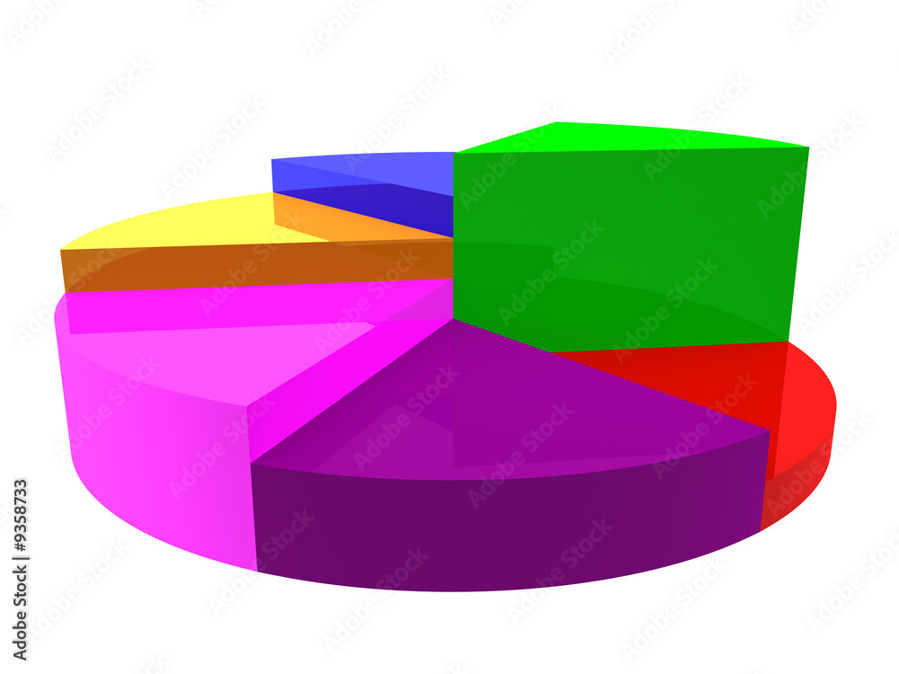 Obraz premium 3d render of colorful pie chart.