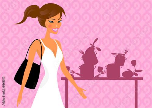 Woman with a lot of tableware to wash