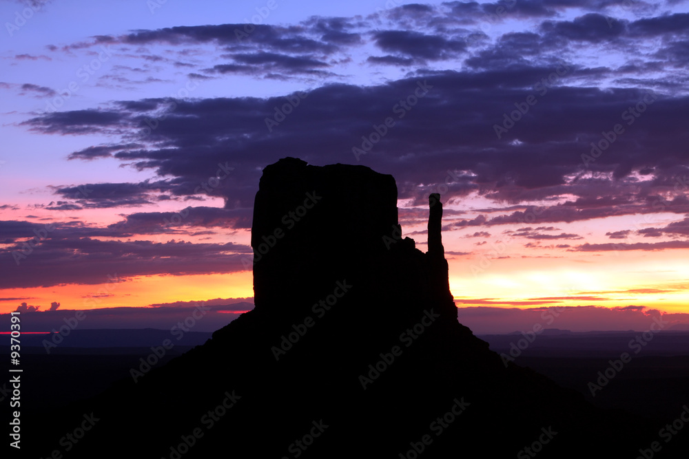 West Mitten Butte at Monument Valley during sunrise.