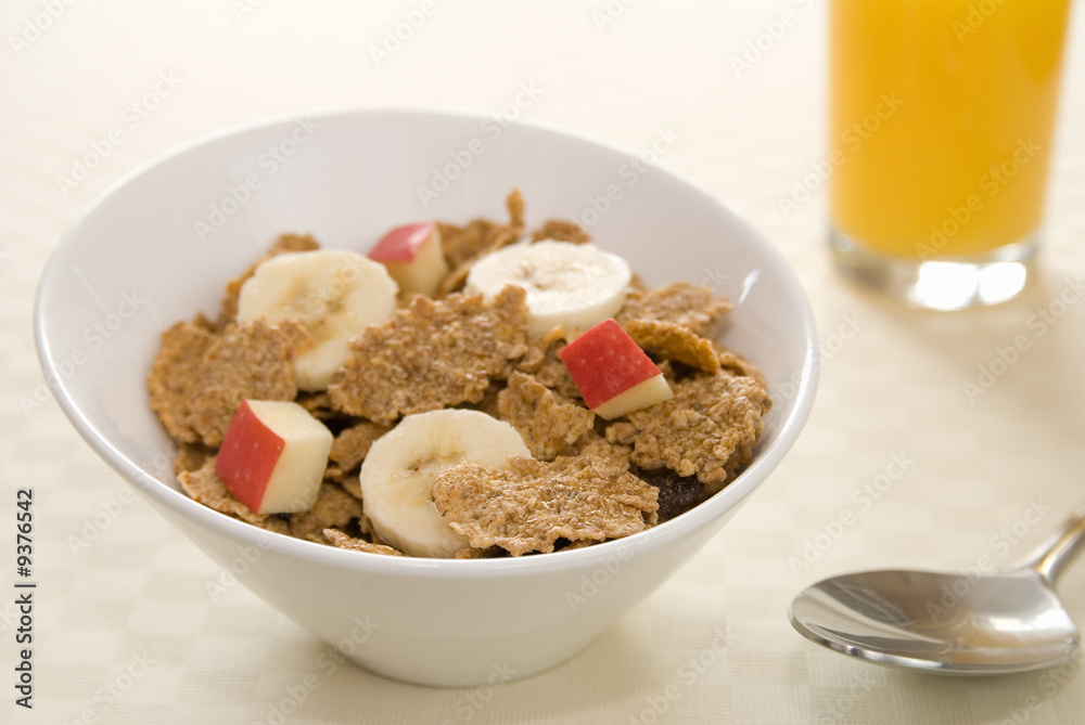 Healthy breakfast with cereal and orange juice. Healthy breakfast with cereal and orange juice.