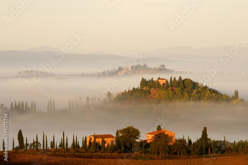 Morgennebel in der Toskana, Crete, Val d Orcia, Italien