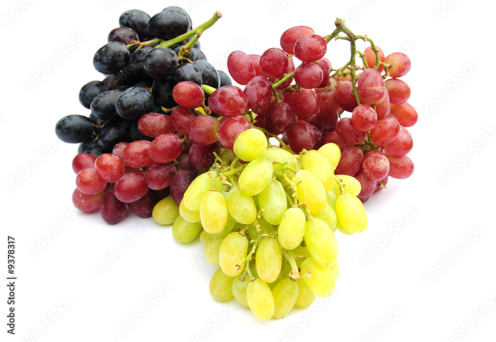 green, red and black grapes