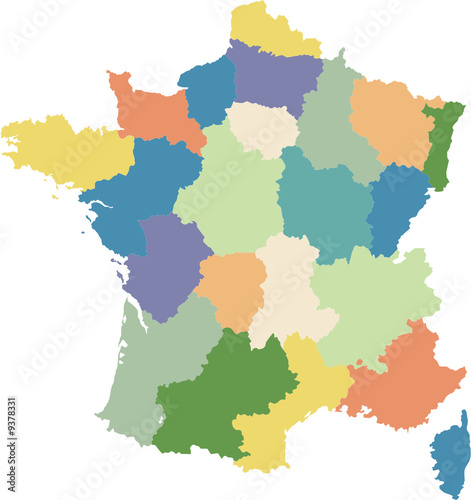 Map of France divided into regions