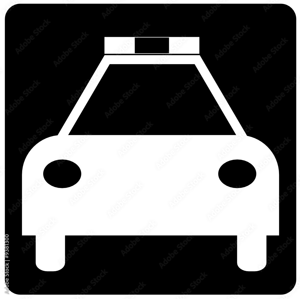 black and white illustration of the front of a police car Stock Vector ...