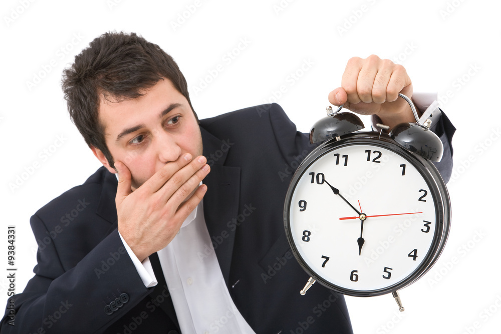 time concept in business with surprised businessman time concept in business with surprised businessman