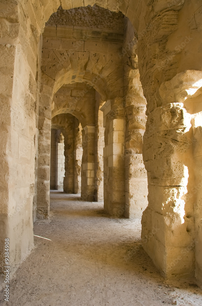Ancient corridor through ruins of colloseum
