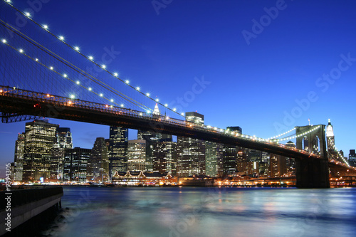 Brooklyn Bridge and Manhattan skyline At Night  New York City